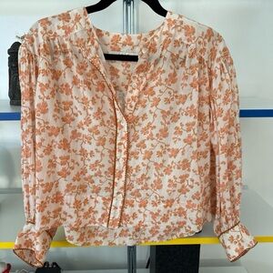 Joie Floral Blouse - Orange and Cream